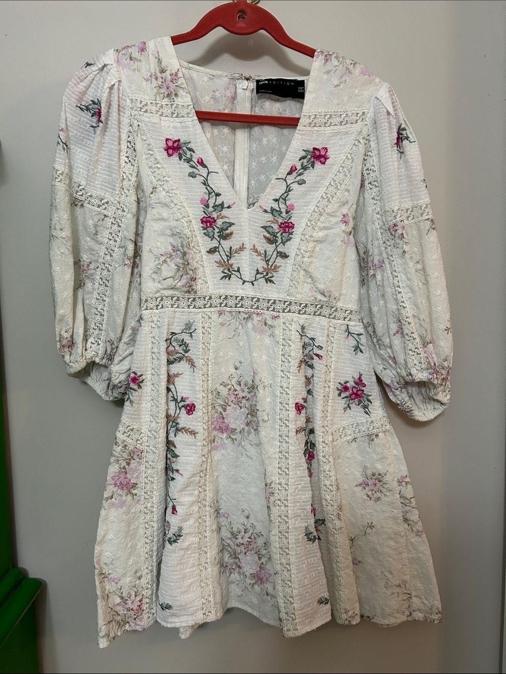 ASOS White Floral Embroidered Mini Dress
